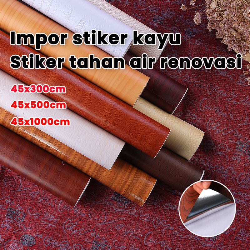 [Lem kuat] stiker pvc motif kayu wallpaper motif kayu panel stiker lemari kayu stiker almari kayu