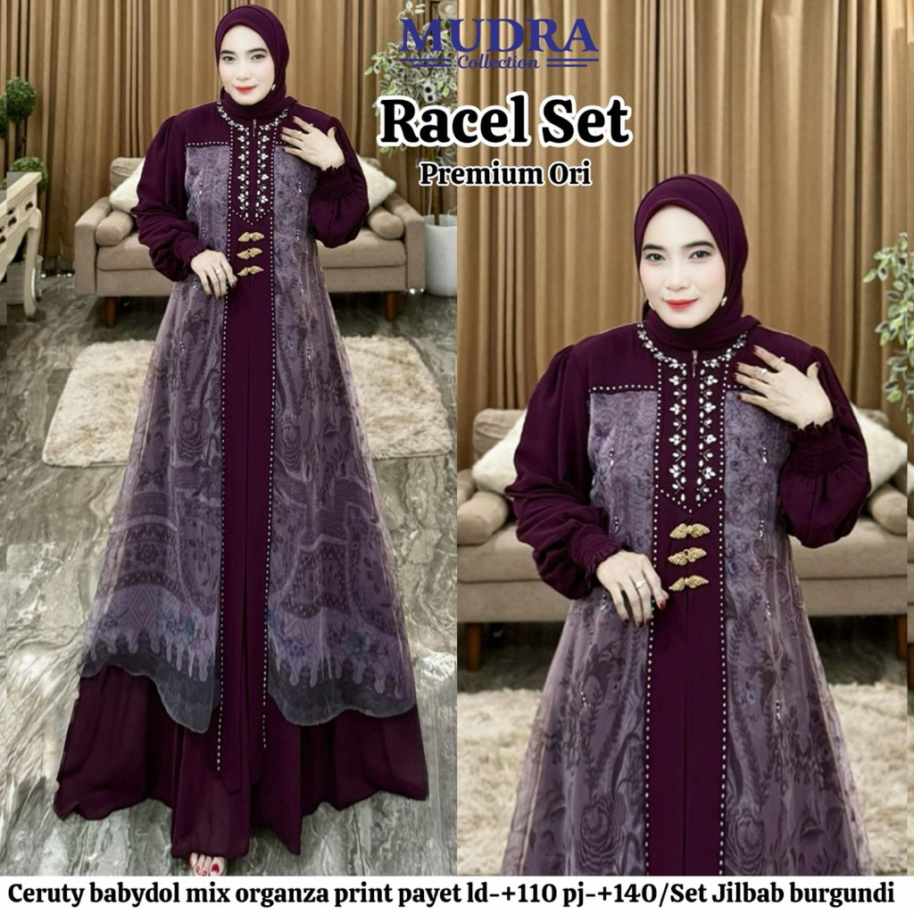 Rachel Set Hijab Gamis + Hijab Premium Original by Mudra (COD NO CANCLE)
