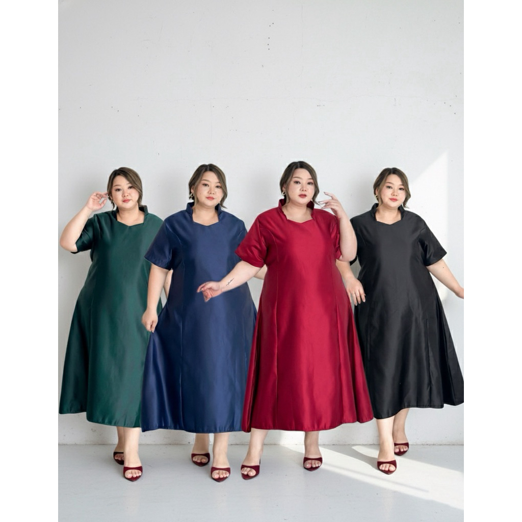 MĚI FÈNG Dress Bigsize | Dress Imlek Jumbo | Dress Pesta Bigsize | Dress Satin Formal