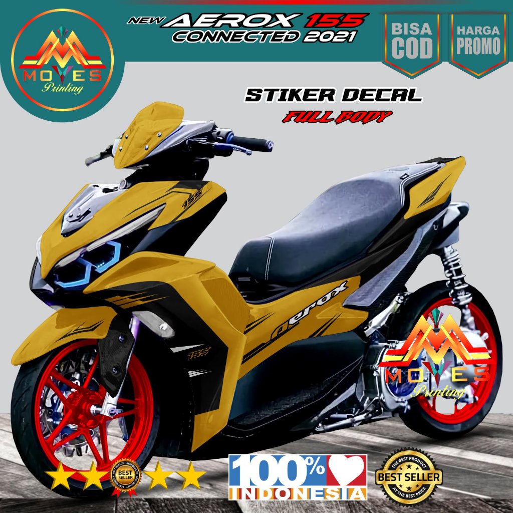 Decal stiker simple new Aerox 155 connected 2021 full body - stiker yamaha aerox 155