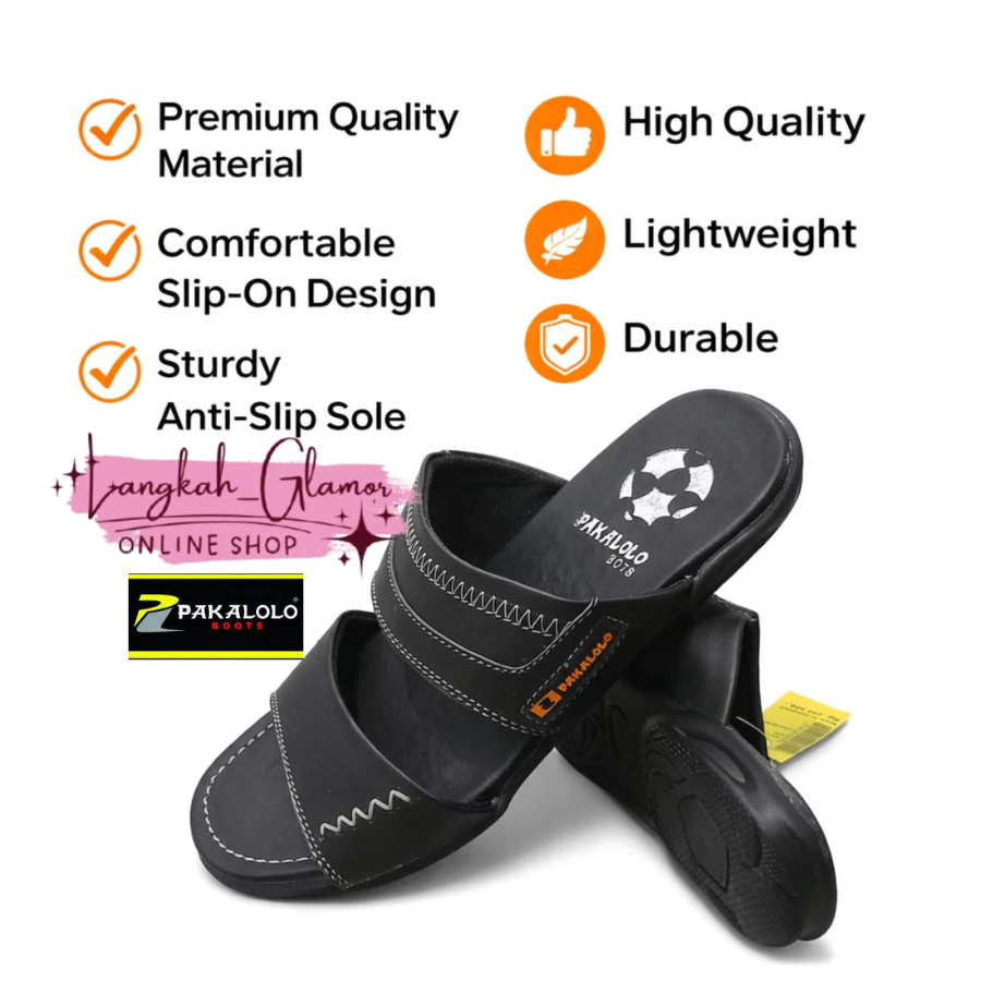 PAKALOLO Sandal Kulit N2321 Original Bahan Kulit Hitam Cokelat Tan Ukuran 39-43