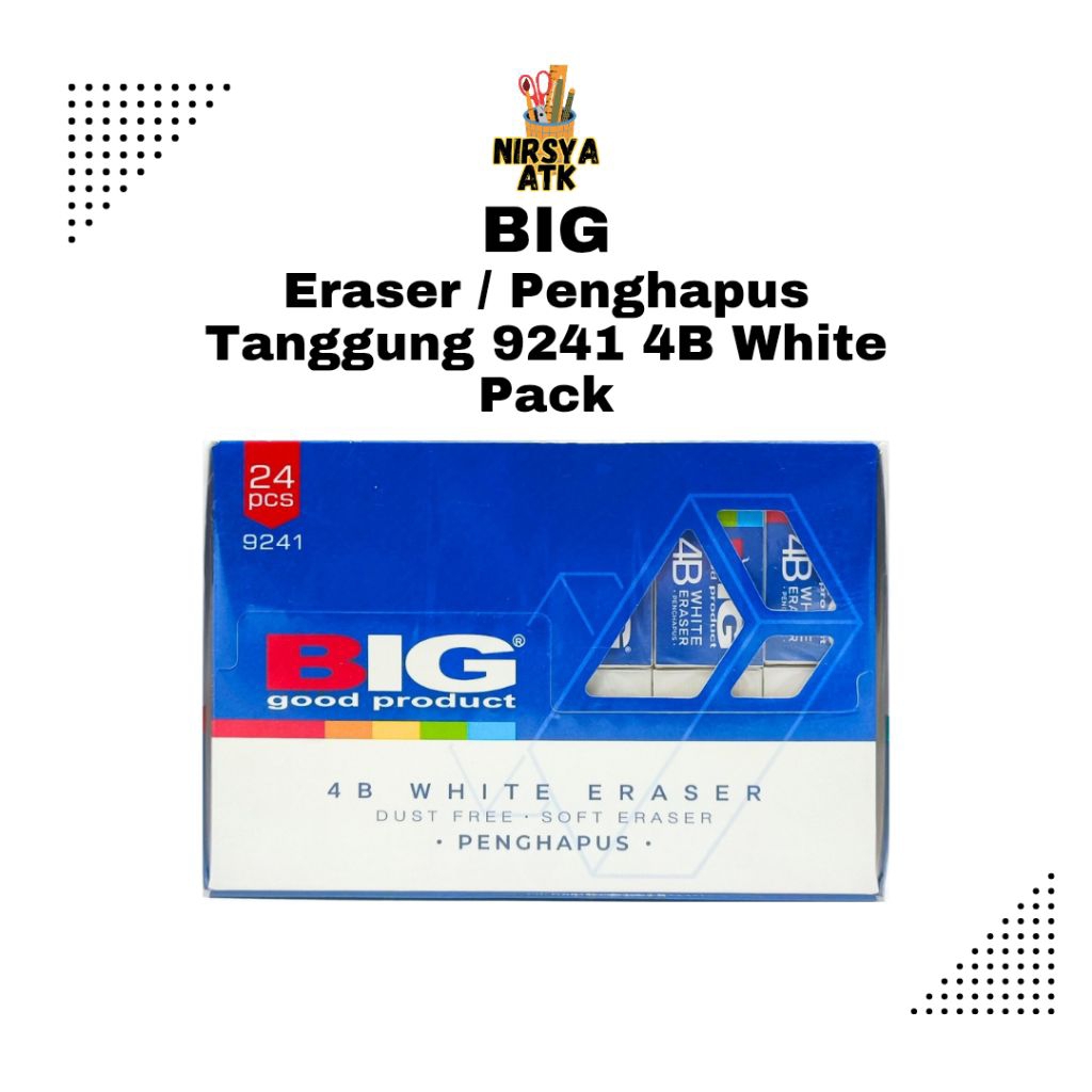 BIG Eraser / Penghapus Tanggung White 9241 4B Pack (24 pcs)