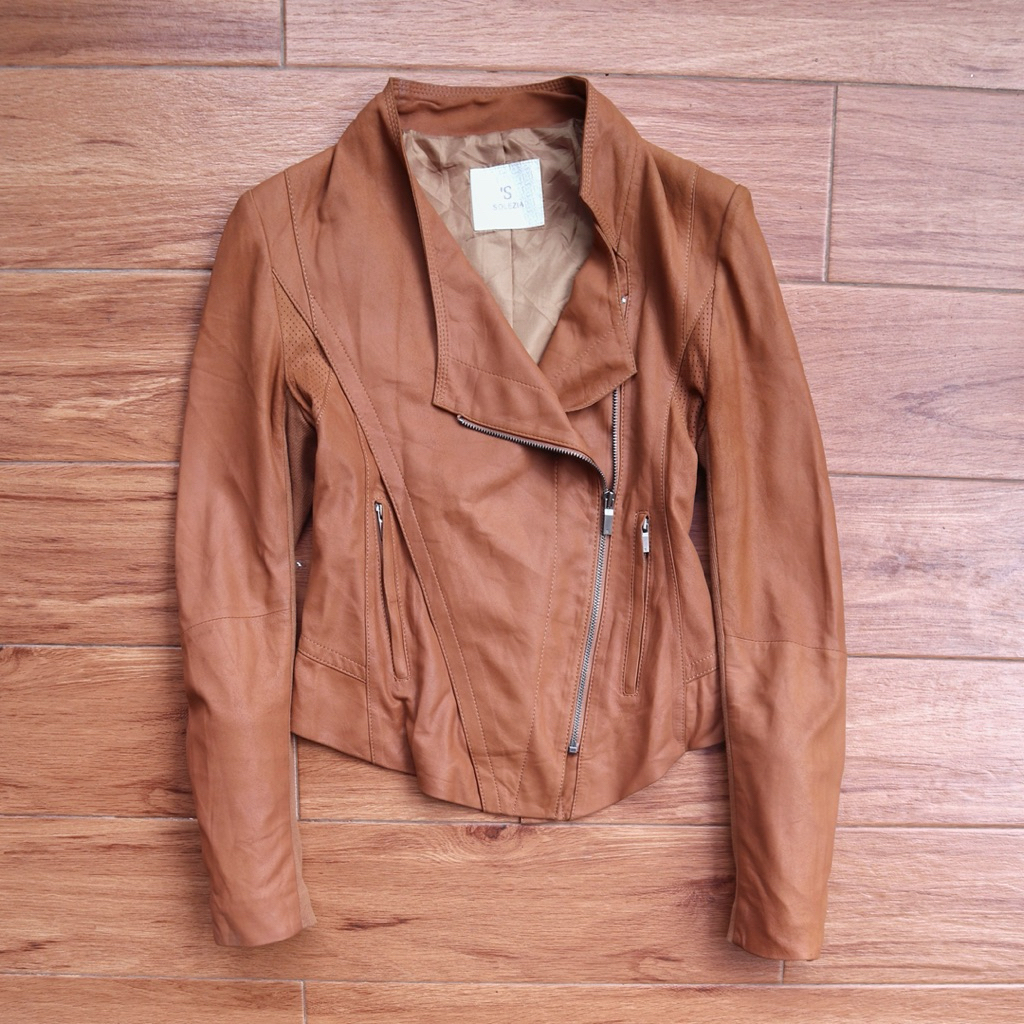 Jaket kulit size M asli domba coklat tan biker cewek casual rider ramones wanita crop jaket motor cr