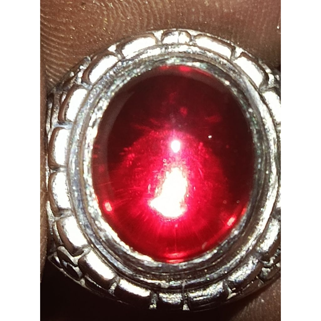 batu Mirah siam delima super mewah ikat alpaka krum no 7 mirip perak