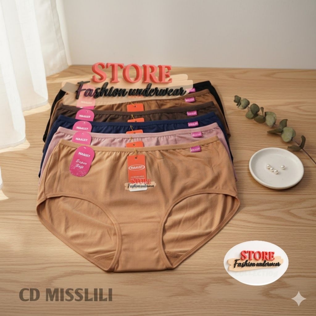 PROMO 3,6 PCS Celana Dalam Wanita MISSLILY 1389 / Karet Kecil / CD MISSLILY SUPER SOFT