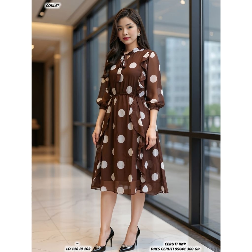 ASD 99041 DRESS CERUTI POLKADOT LD 116CM / READY / REALPICT