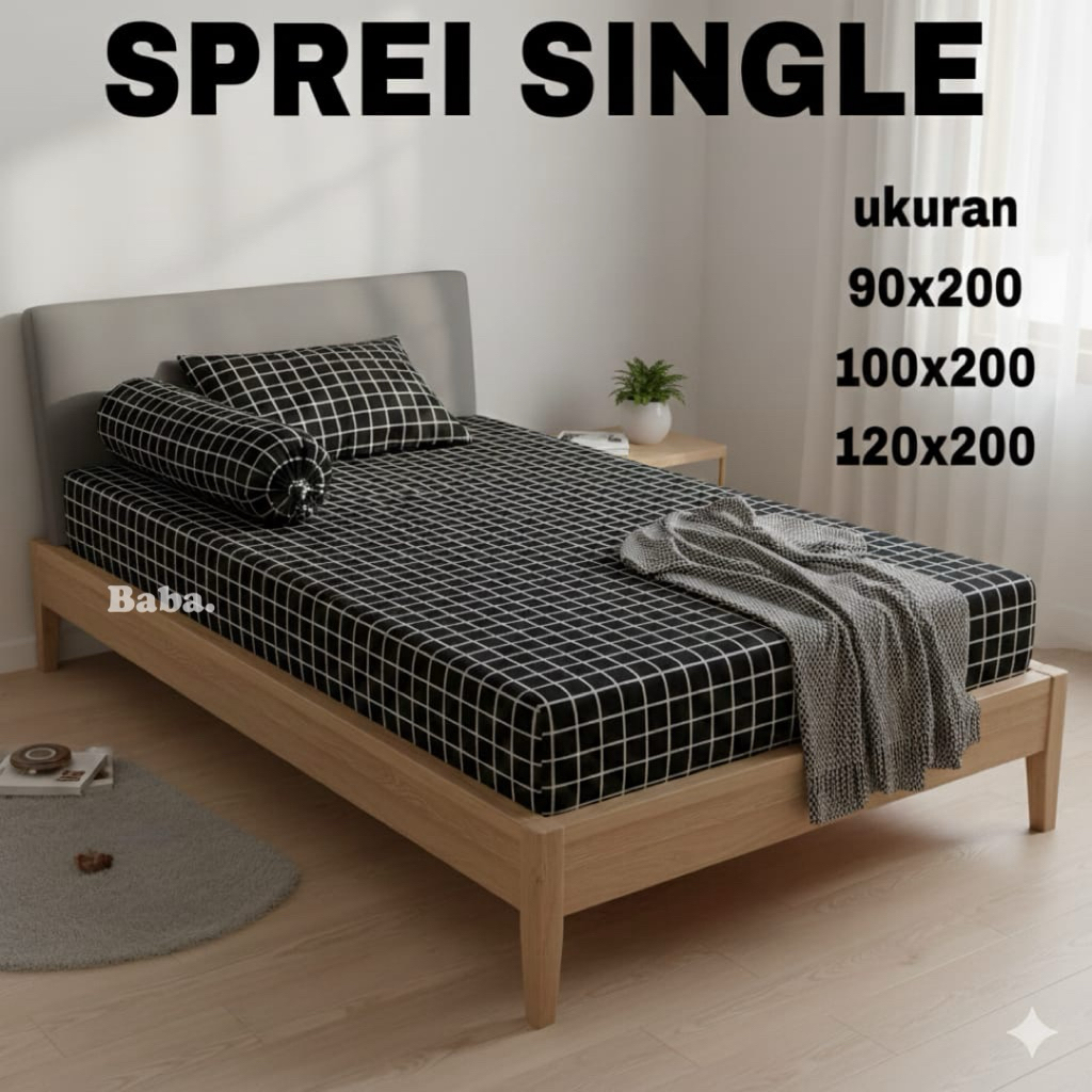 sprei set sarung bantal guling | sprei motif kotak kotak | sprei kotak hitam | sprei motif kotak kot