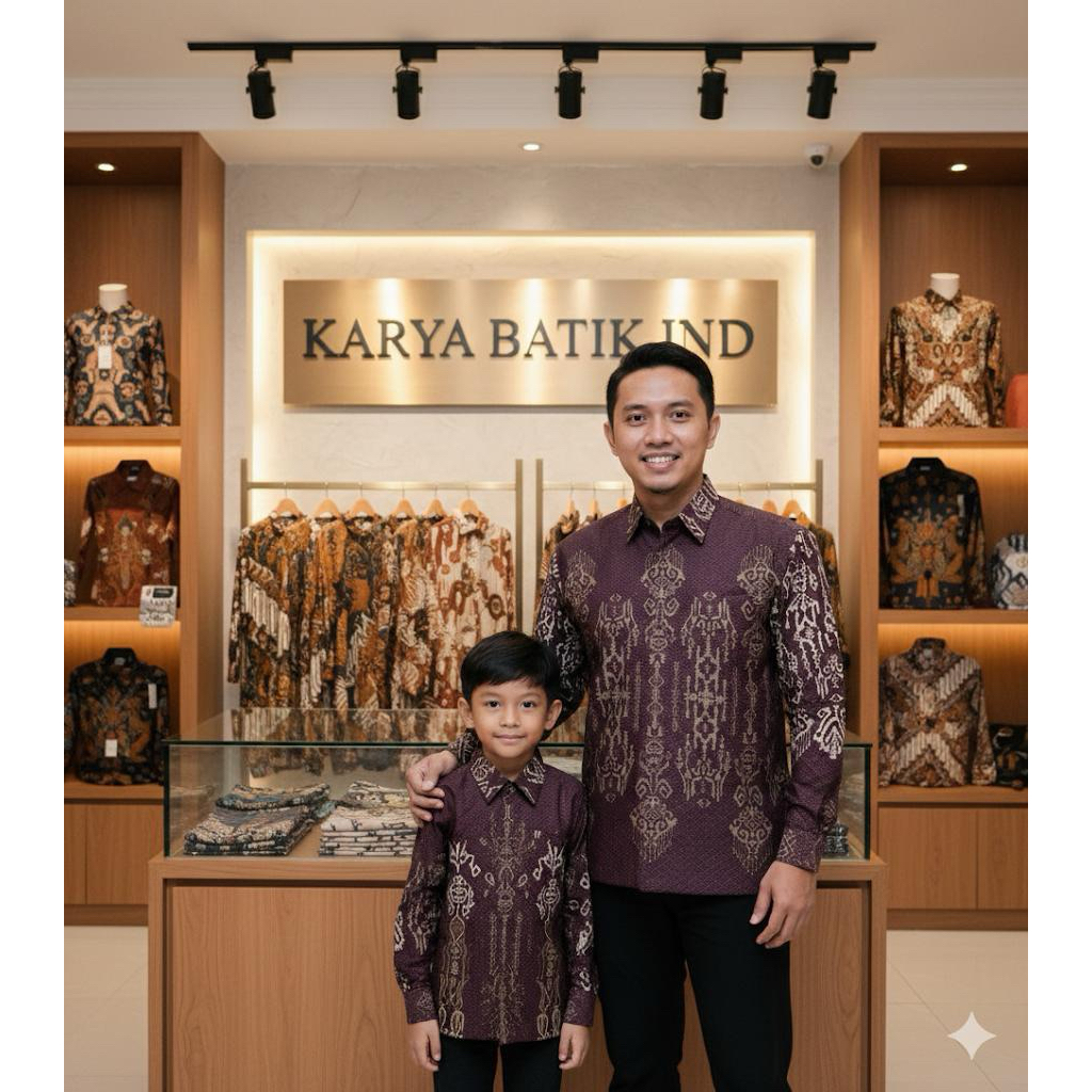 Coklat mahogany kemeja batik atasan pria songket kalimantan mahogany