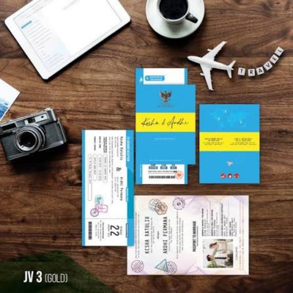 Undangan Pernikahan Wedding Paspor JV3 Gold