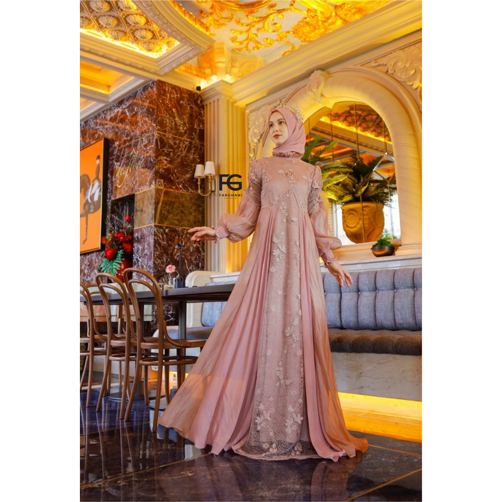 SHOPIA DRESS BY FARGHANI /DRESS HIJAB MUSLIMAH MEWAH PREMIUM KEKINIAN ORIGINAL BY FARGHANI