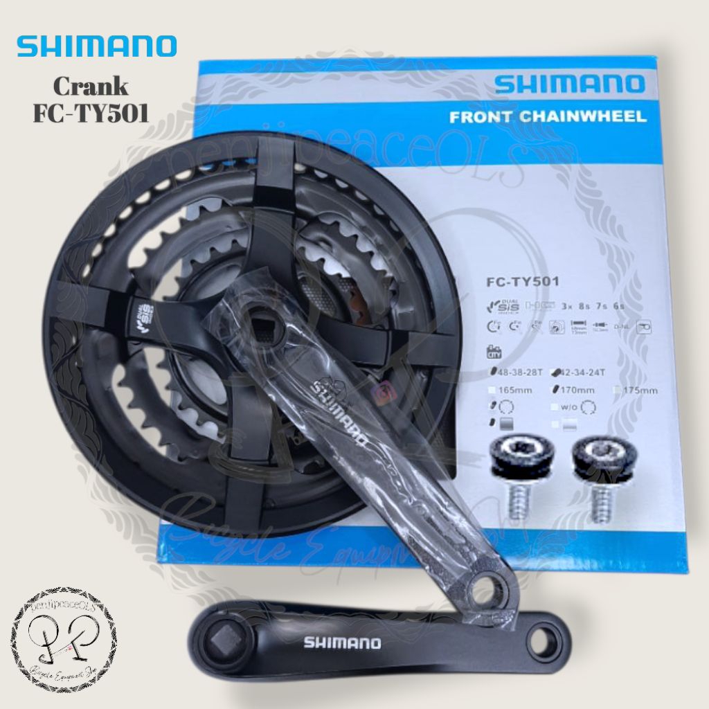 crank shimano FC-TY501 crankset 3 speed gear depan front Chainwheel shimano