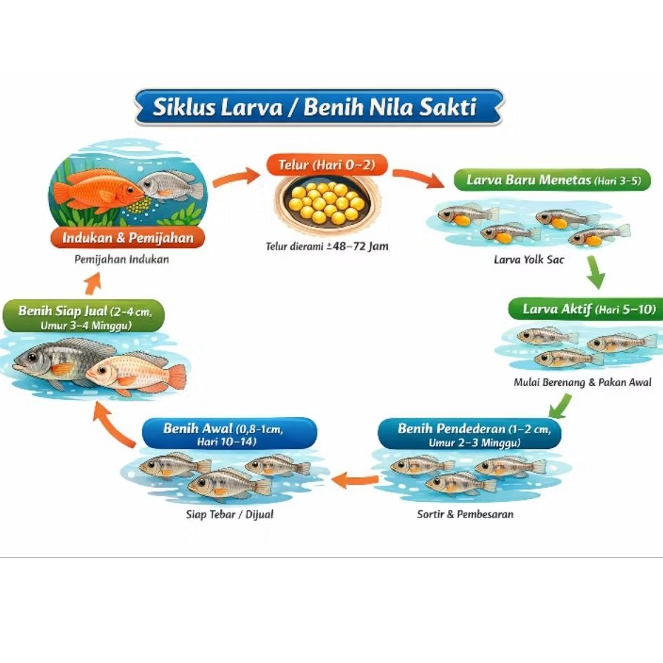 Larva Nila Sakti Unggul Siap Pendederan Isi (400 Ekor)