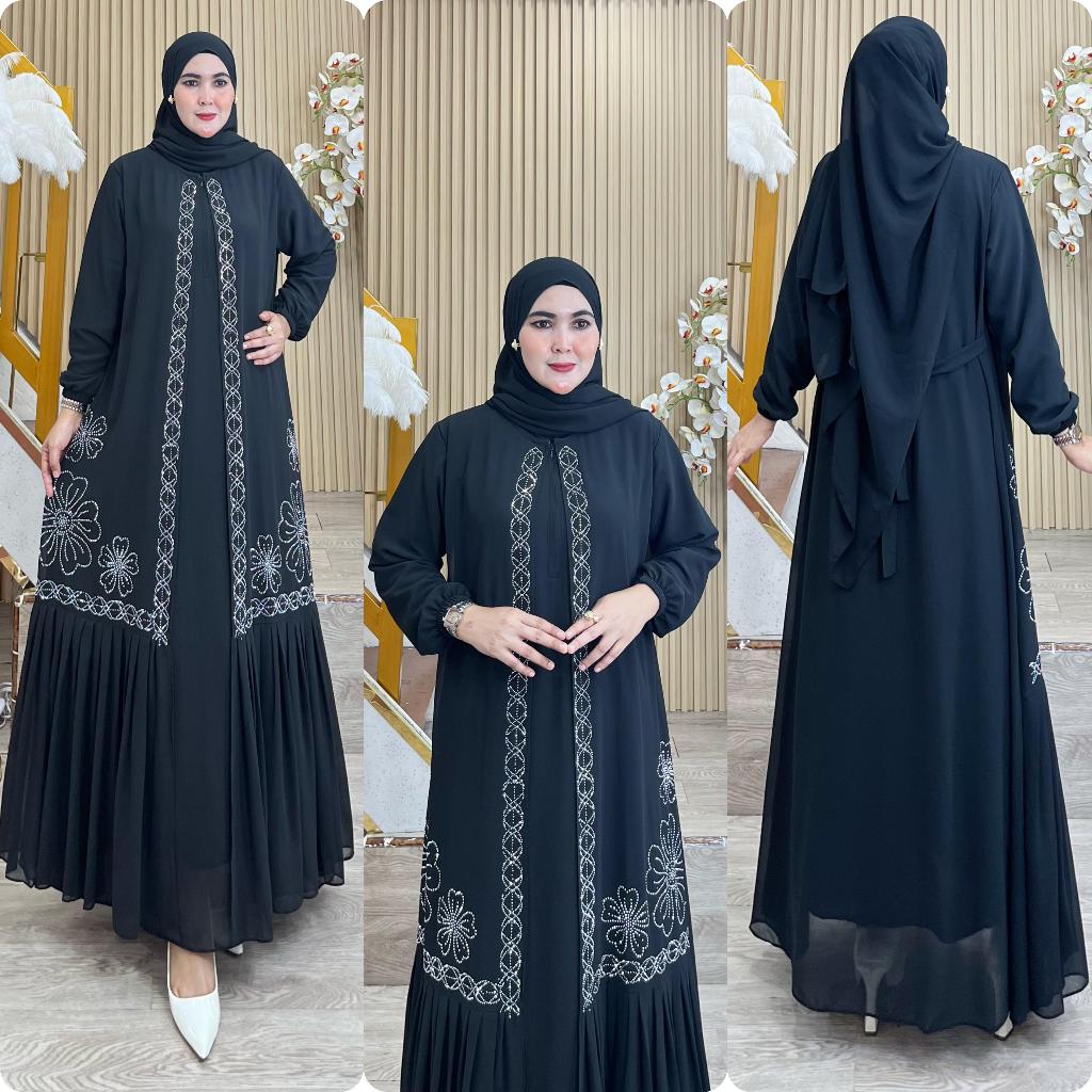 NEW AJE ZAS Abaya/Dress/Gamis Kode ABAYA-28 Bahan Ceruty Babydoll Premium By Ory AjeZas Collection