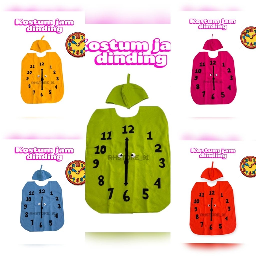 kostum jam dinding/ baju karnaval / kostum karnaval