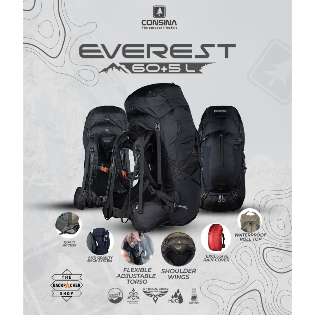 Consina Everest New Upgrade GEN 3 Tas Ransel Gunung 60+5L carrier 60 liter