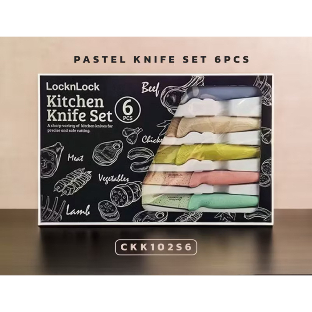 locknlock lock n lock pisau knife set isi 6 mix color