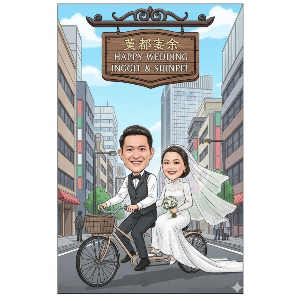 Kado wedding foto karikatur