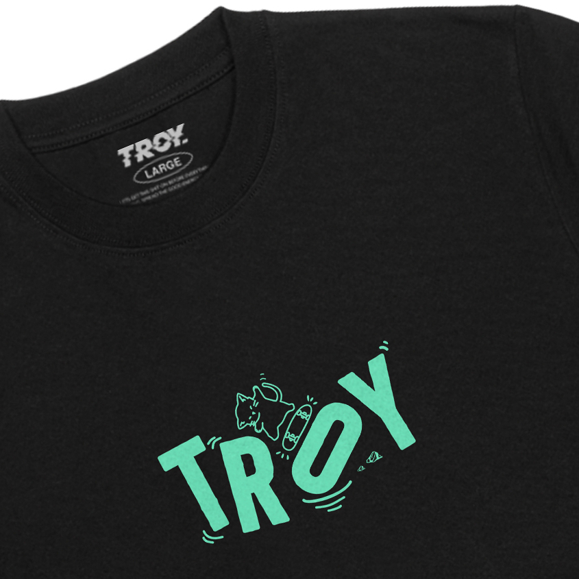 Troy Company Tshirt Black Olliecat - Kaos Lengan Pendek Kaos Hitam MTD 3331
