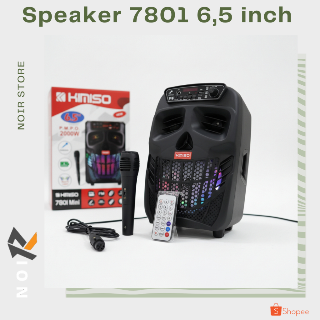 NOIR Speaker Bluetooth MKC Kimiso 7801 Mini Portable 6.5 Inch Free Mic