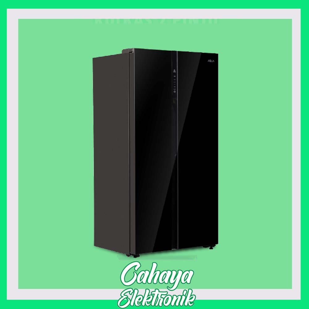 KULKAS AQUA SIDE BY SIDE AQR-605 IG GB ORIGINAL GARANSI RESMI