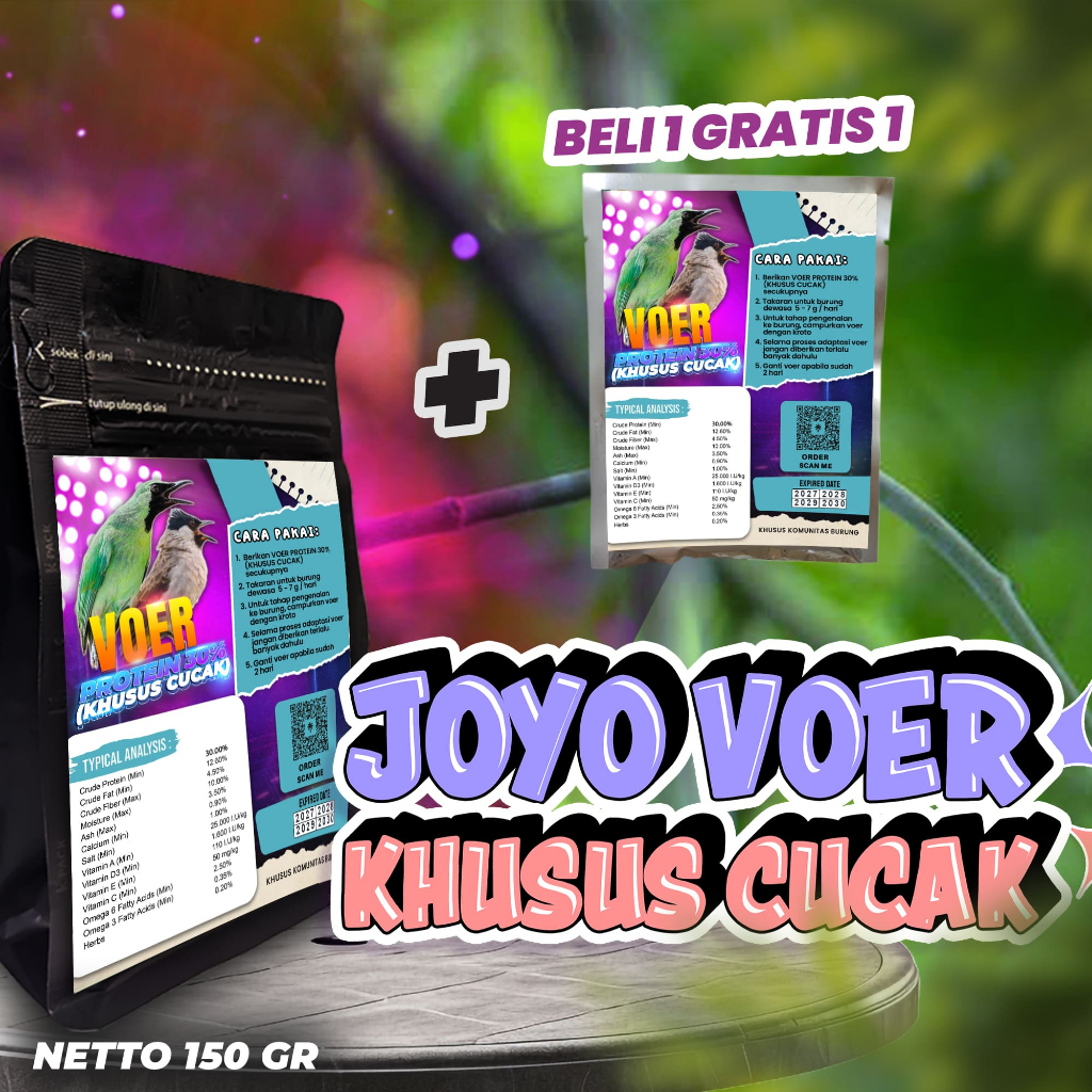 MAKANAN BURUNG CUCAK | VOER BURUNG CUCAK | PAKAN BURUNG | MAKANAN BURUNG | VOER PROTEIN 30% 150 GR (