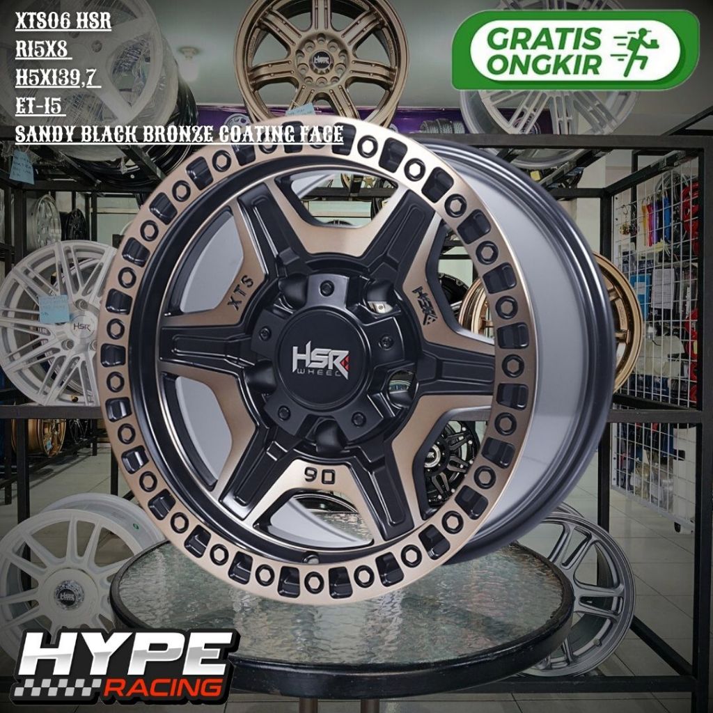 Velg Mobil TAFT , KATANA , TRACKER , ESCUDO Ring 15 HSR XTS06 R15 Lebar 8 Lubang 5 PCD 139,7