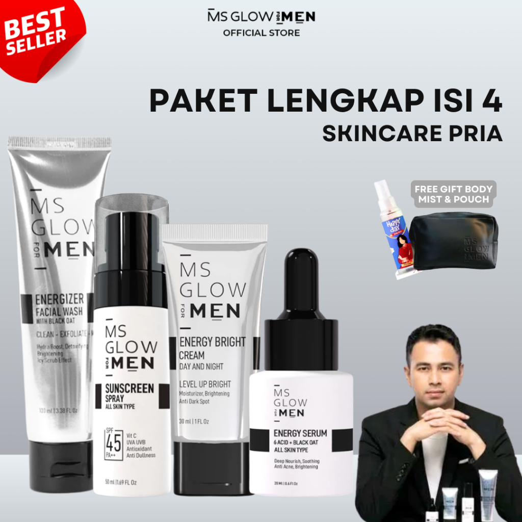 MS Glow For Men Paket isi 4 | Skincare Ms Glow Men I MS GLOW MEN 1 SET I PAKET MS GLOW MEN