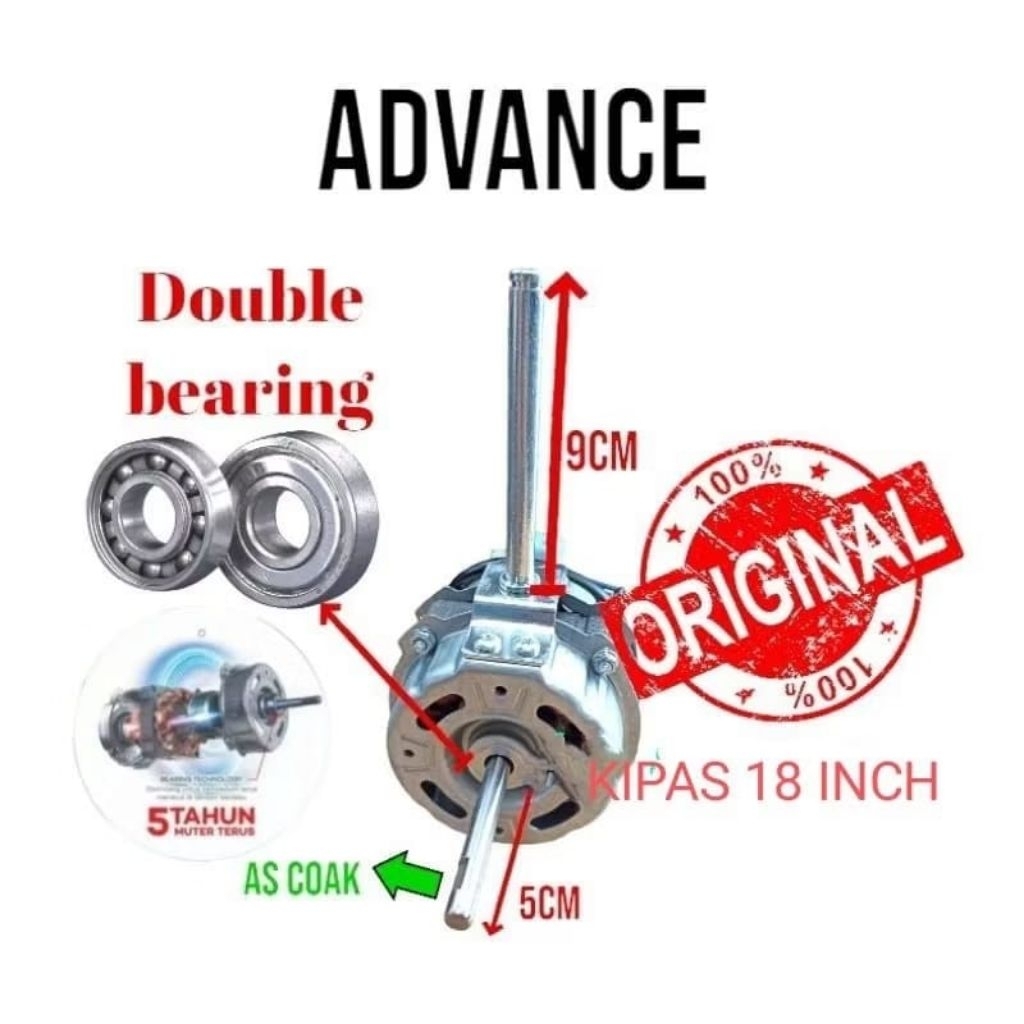 DINAMO KIPAS ANGIN  ADVANCE TDS JUARA 16 & 18 In  ULIR BEARING / DINAMO ADVANCE AS COAK ULIR BEARING
