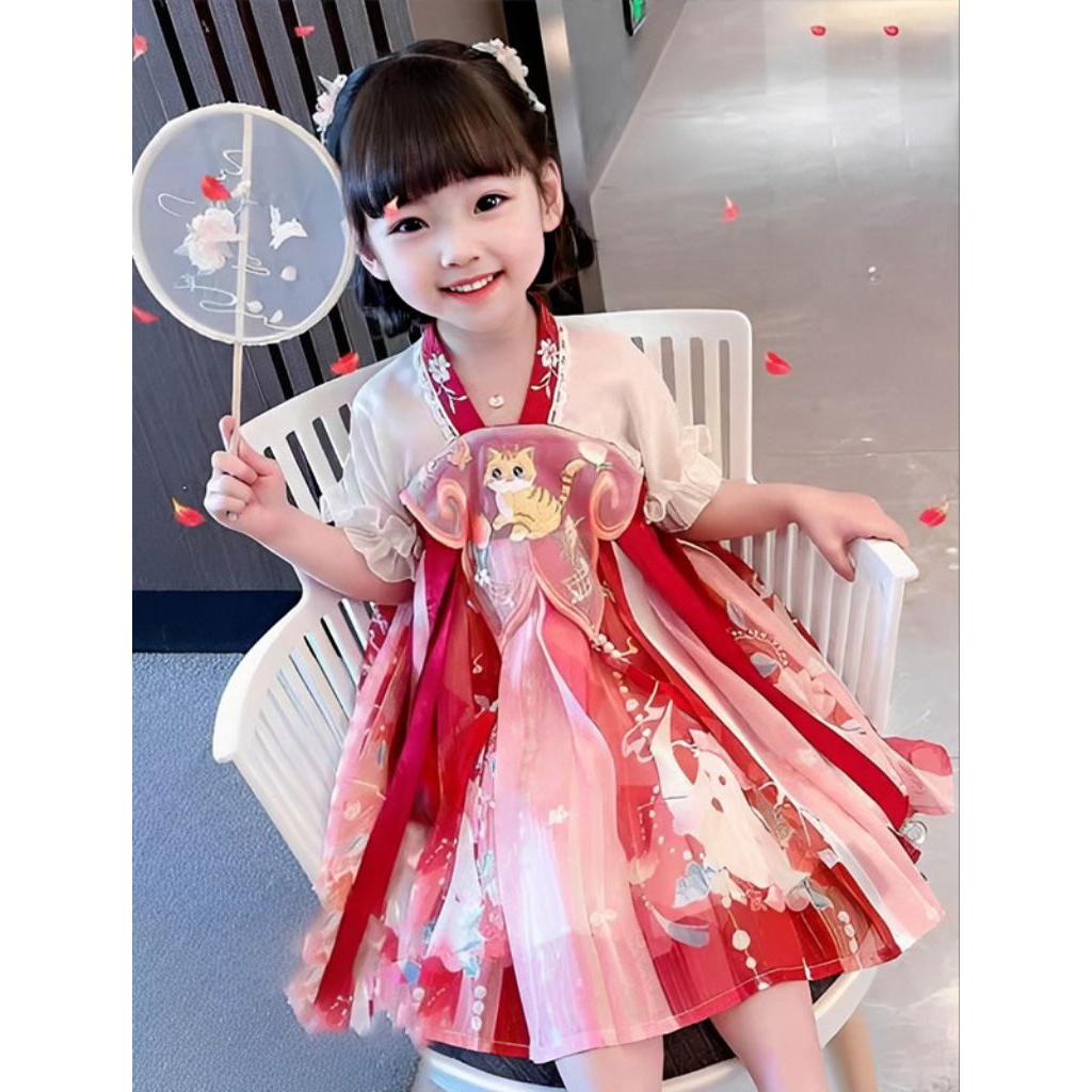 Dress Cheongsam Anak Cute cat hanfu imlek