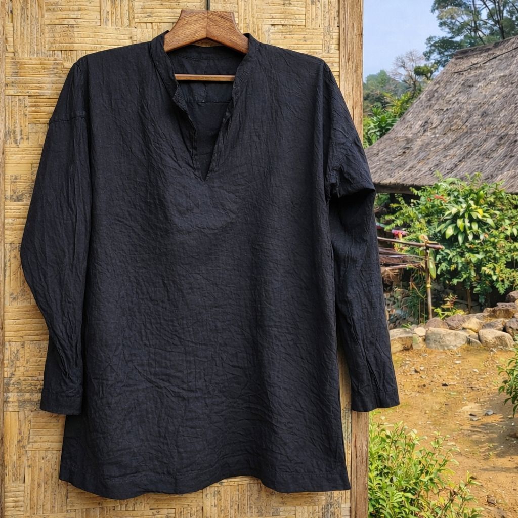 Baju Koko Baduy Original Pria Lengan Panjang Hitam Putih Katun Tebal