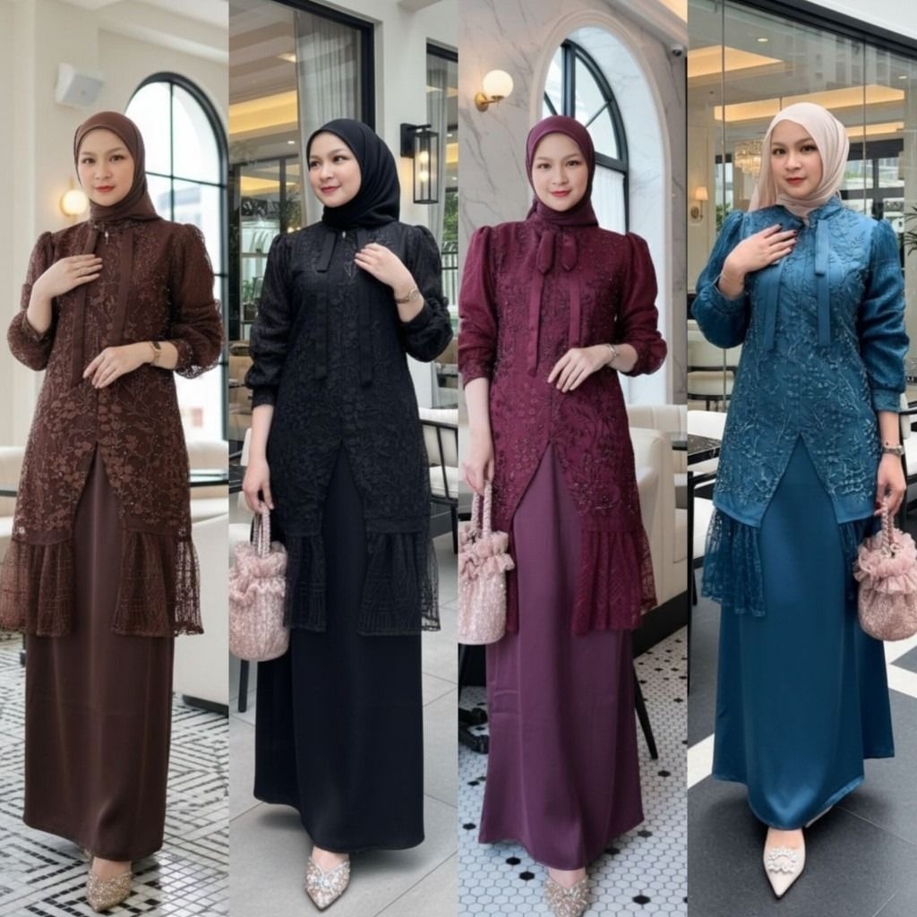 GAMIS BRUKAT YUKI TILE PREMIUM BUSUI TERBARU 2026 WANITA TUNIK BRUKAT KONDANGAN ELEGANT MEWAH WARNA 