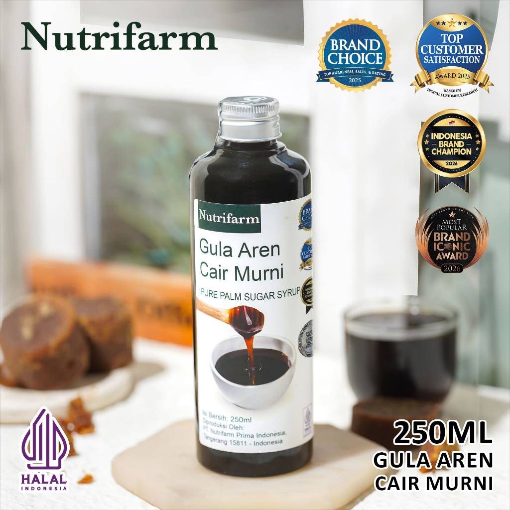NUTRIFARM GULA AREN CAIR 250ML ASLI 100% PREMIUM ORGANIK UNTUK KOPI 1 LITER 1KG 5 LITER GULARE TOFFI