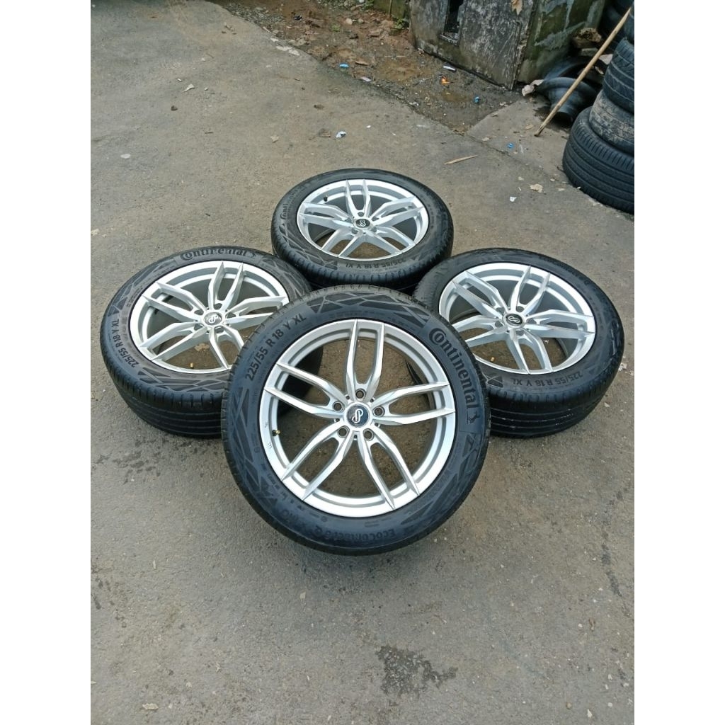 Velg Enkei Racing R18 + Ban Continental 225/55 R18 Pcd 5x114.3 Lebar 8_inc ET 43