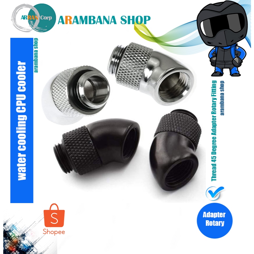 Water cooling Fitting Adapter Konektor G1/4 G Thread 45 degree