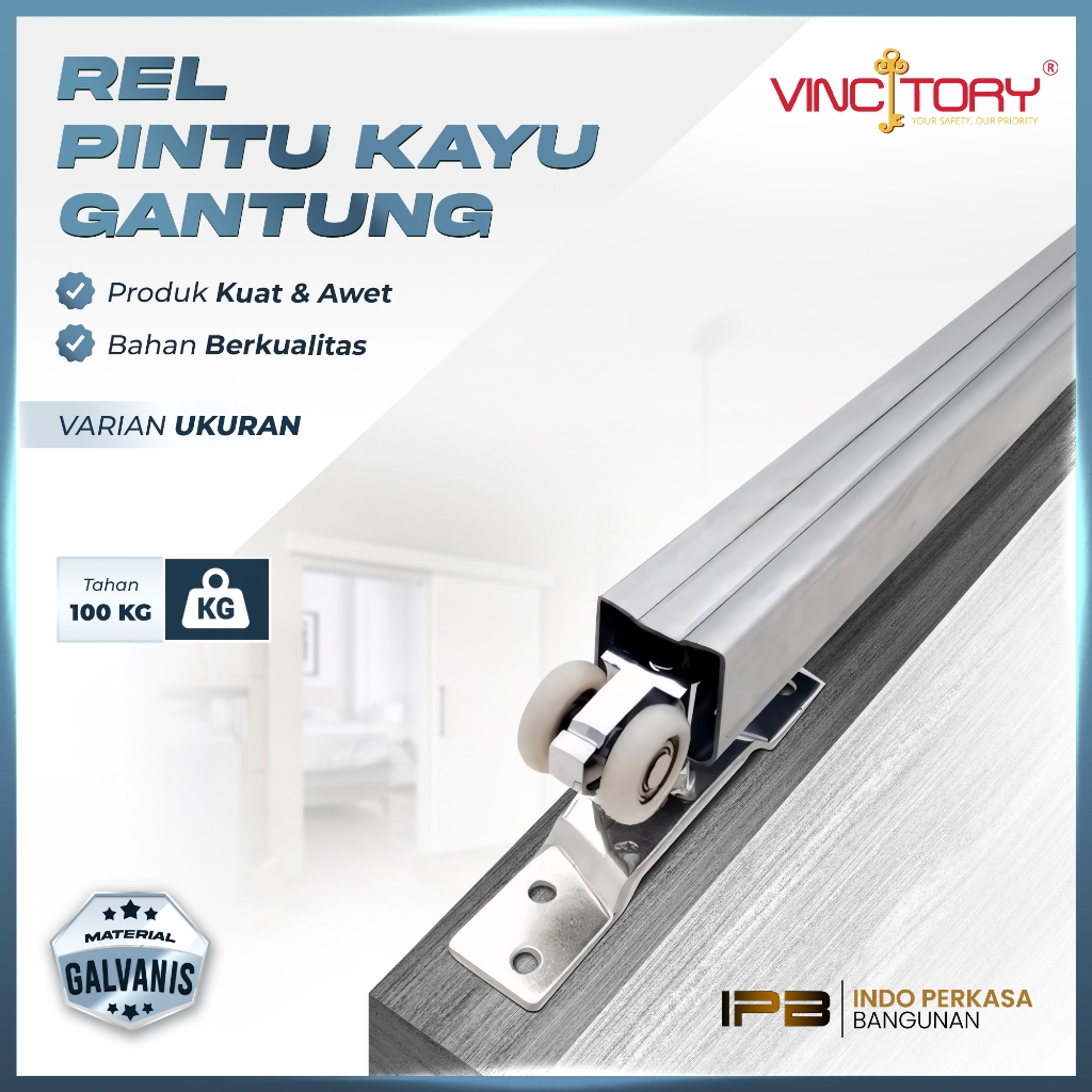 Rel Pintu Kayu Gantung I Rel Pintu Geser 180cm - 200cm Vincitory