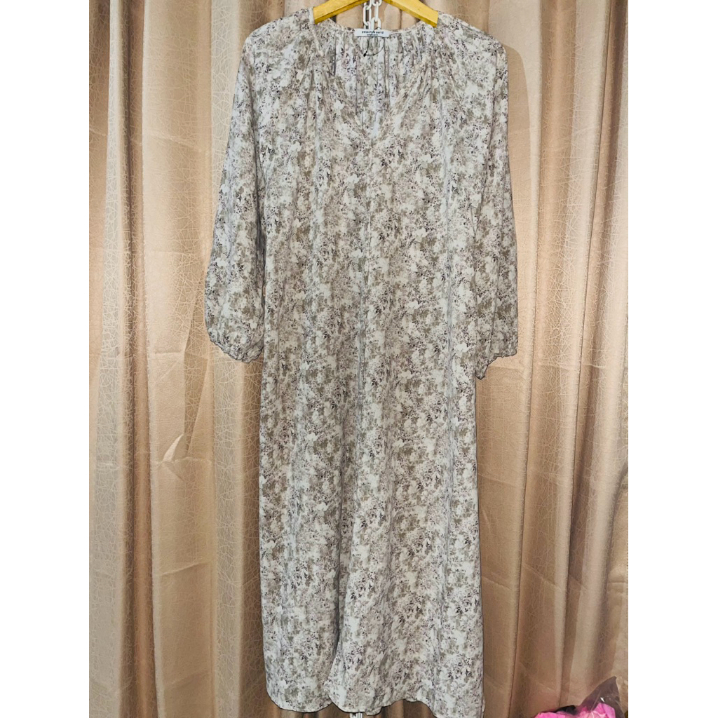 Gamis dress sifon bunga, inner basic, long tunik