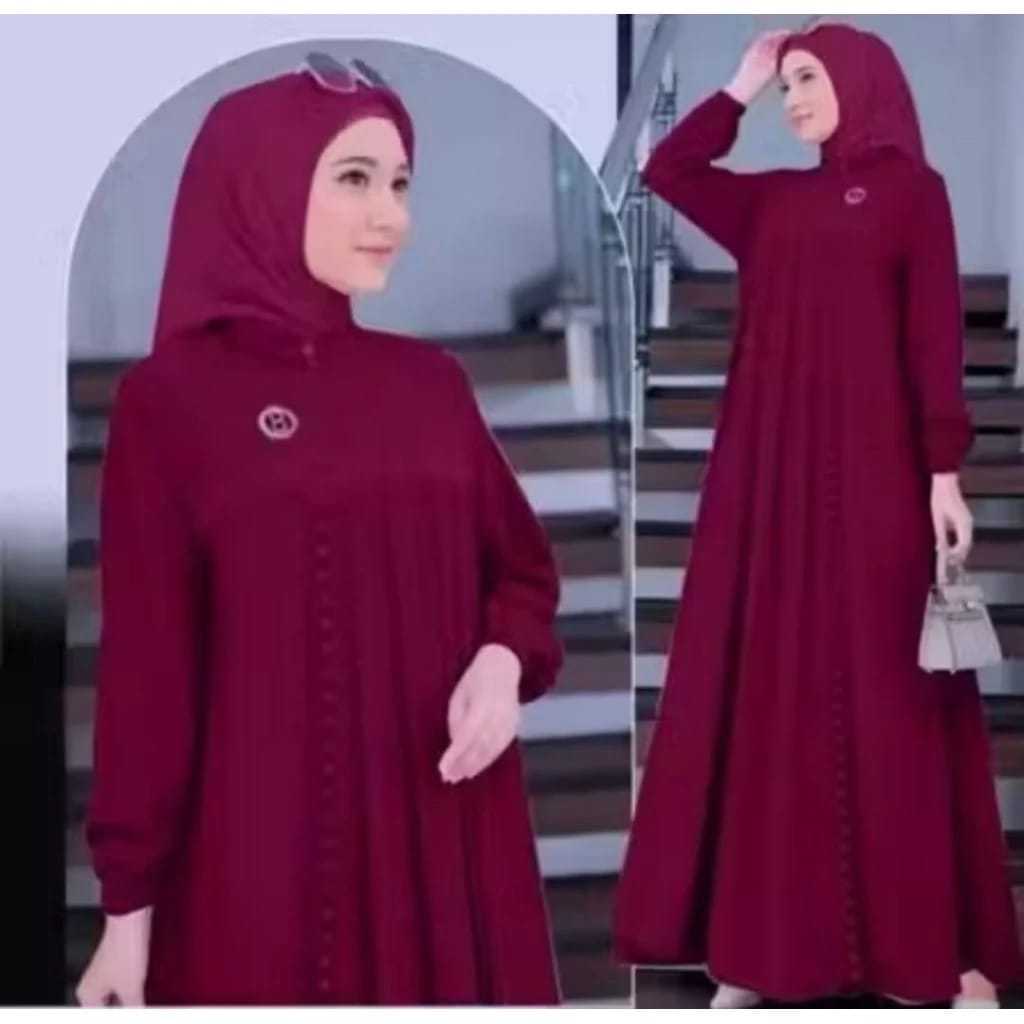Dress Azzahra Ceruty Babydoll Anggun Gamis Pesta Kondangan Premium