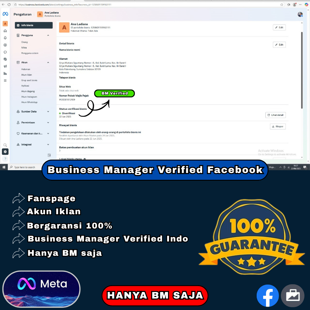 Business Manager Facebook Verified (Hanya BM Saja)