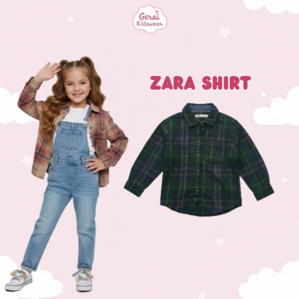 Kemeja Flanel Anak Perempuan ZR 4-14 Tahun