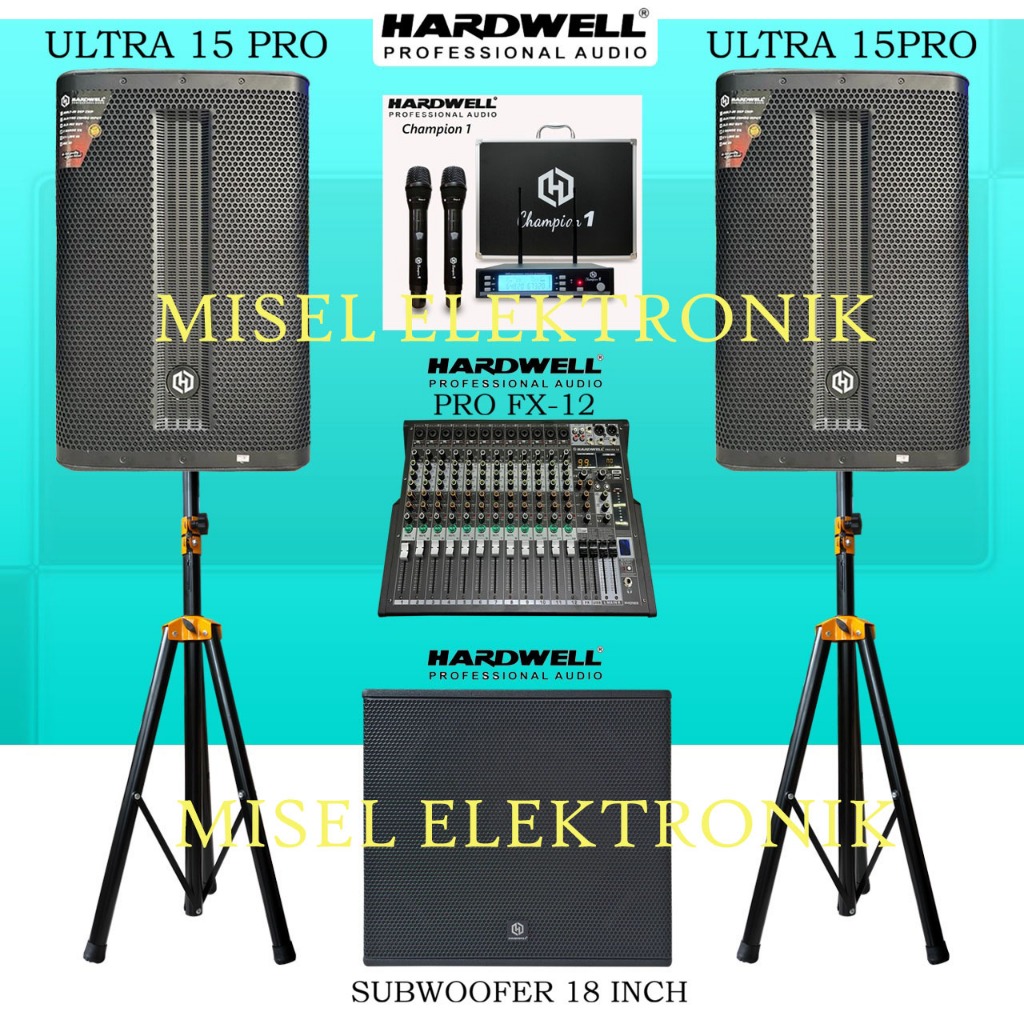 Paket Sound System Indoor Speaker Aktif 15 Inch Hardwell ULTRA 15PRO SUbwoofer 18 inch