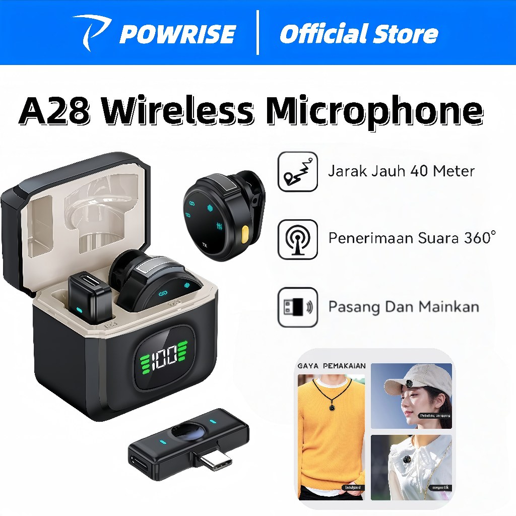 powrise A28 Wireless Lavalier Microphone