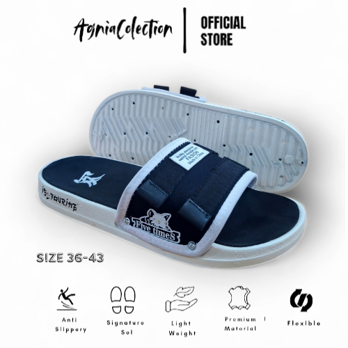 Agnia - Five Time Distro - Sol White - Sandal Slop | Sandal slide | Sandal pria Wanita | Sandal Unis