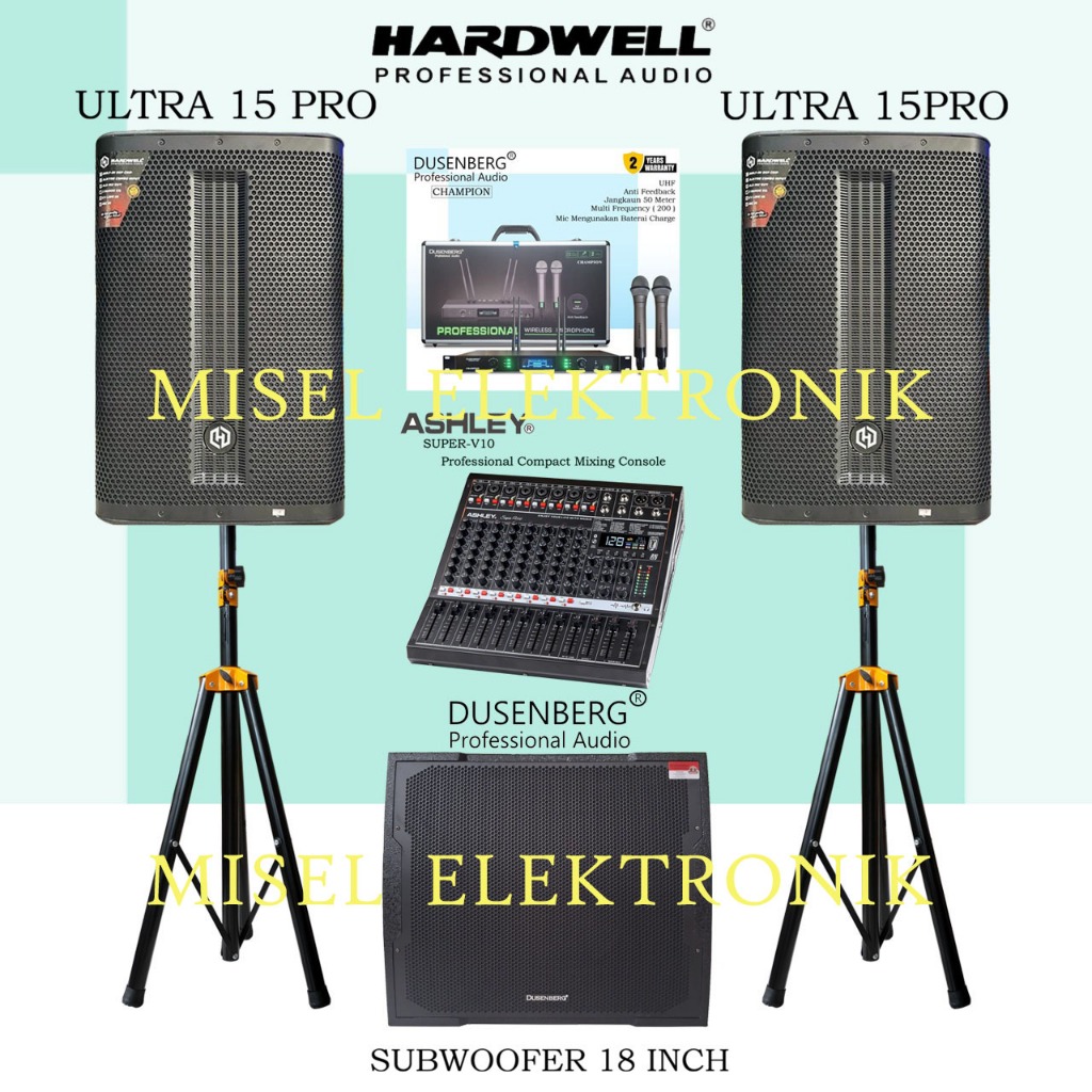 Paket Sound System Indoor Speaker Aktif 15 Inch 1200W Hardwell Ultra 15 PRO Sub Aktif 18 Inch
