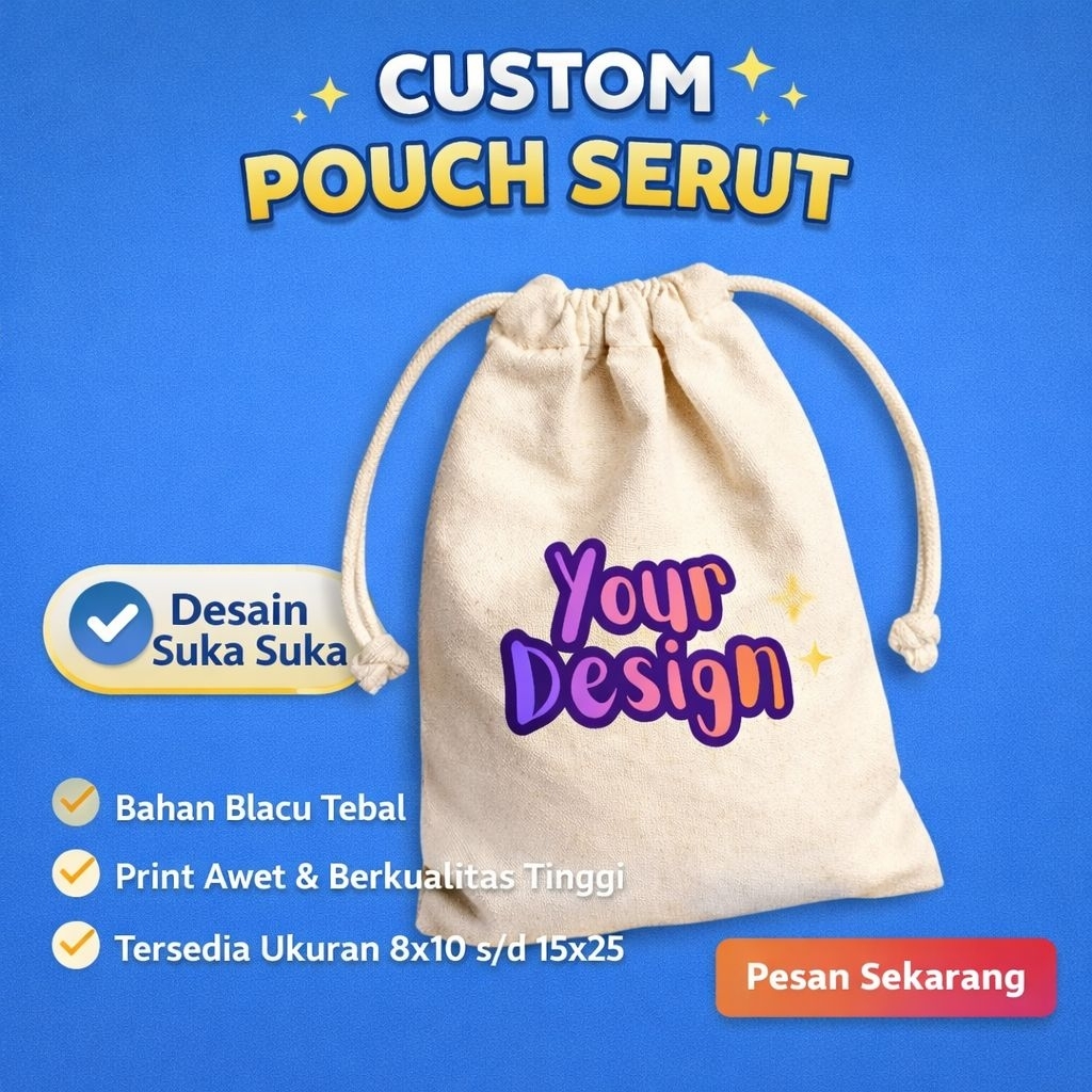 Custom Pouch Serut, Desain Logo/brand