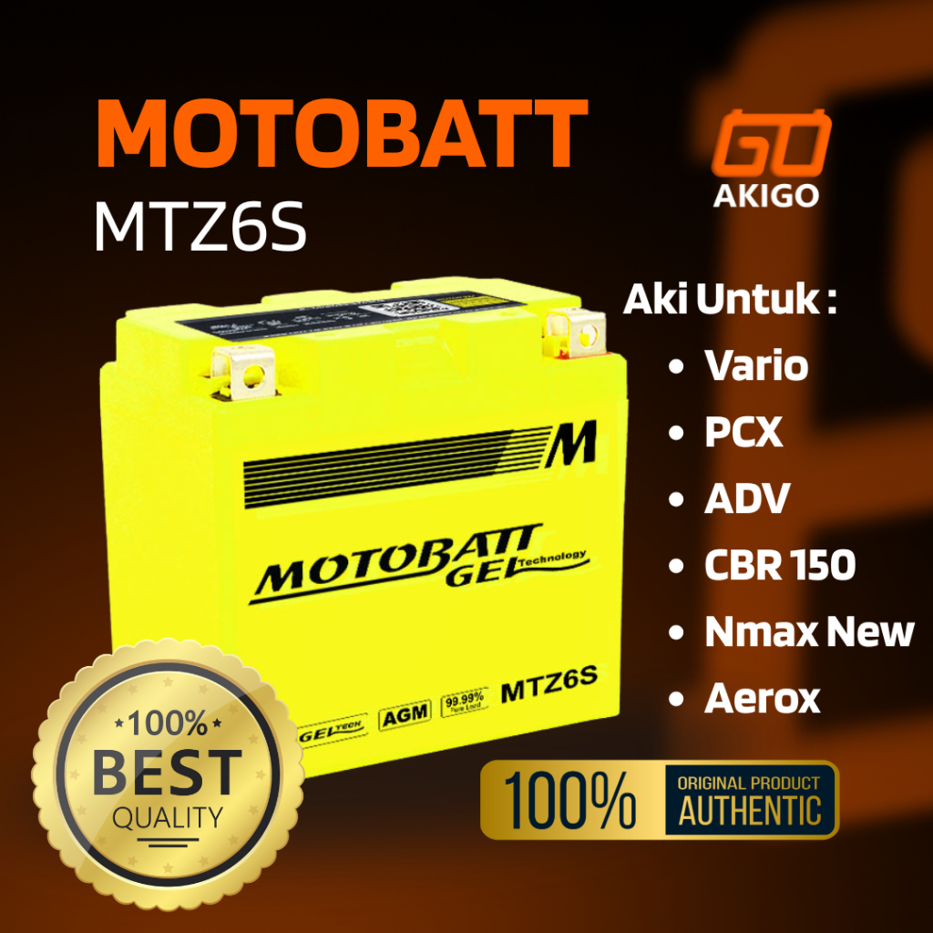 Aki Kering Motobatt Gel MTZ6S - 6Ah