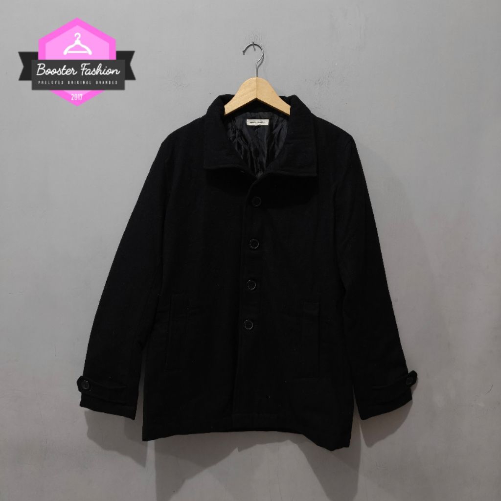 JAKET WOOL COAT URBAN RESEARCH JAPAN BLACK ORI SIZE S-M