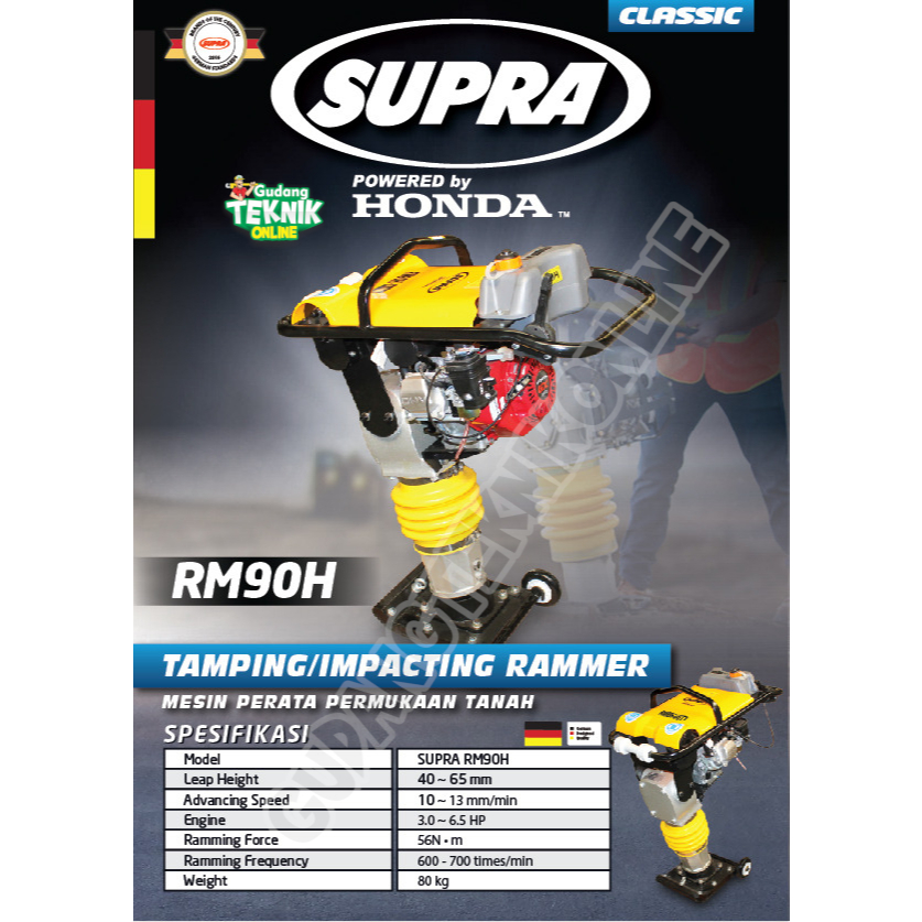 Stamper Kuda SUPRA RM90H ENGINE HONDA / Pemadat Tanah Berdiri Tamping Rammer RM-90H RM 90H Mesin Pen