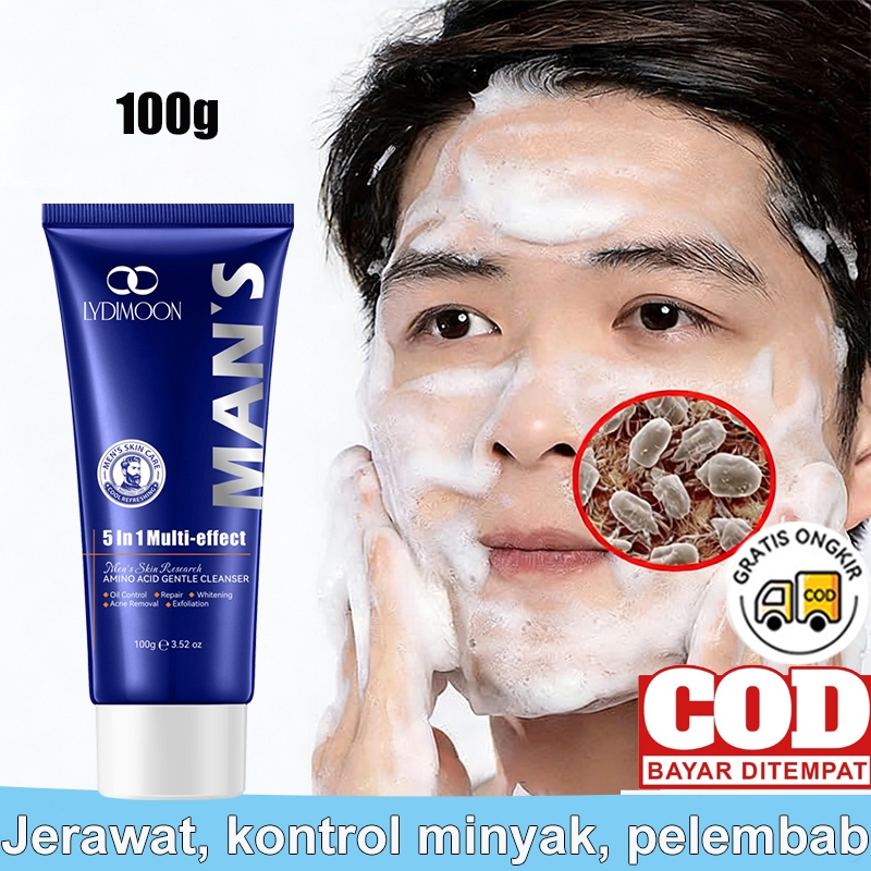 Pembersih asam amino pria, pembersih pria, pelembab lembut, kontrol minyak dan jerawat, menghilangka
