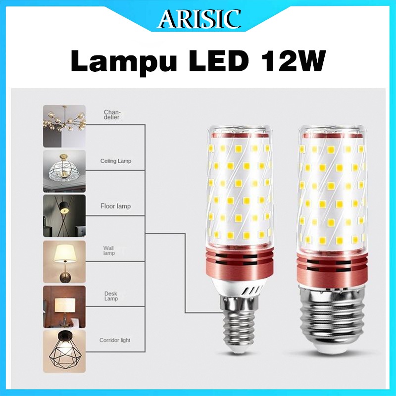 ARISIC LAMPU LED 3 WARNA CAHAYA (PUTIH, KUNING, & WARM WHITE) 12W FITTING PUTAR E27/E14 Lampu Jagung