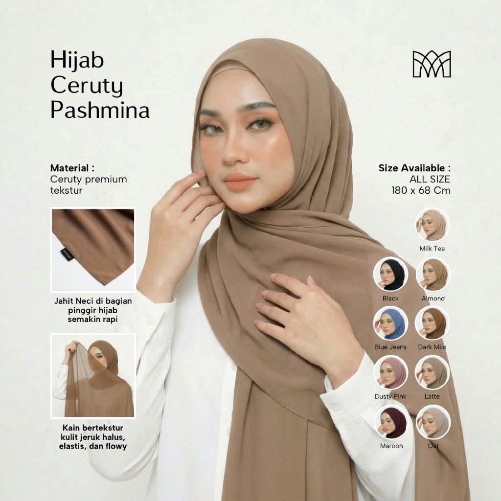 Mayang Collection -  Hijab Ceruty Pashmina Premium Adem Halus dan Anti Kusut (J00318)